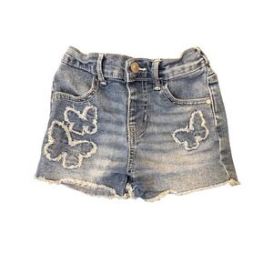 Wonder Nation Girls Denim Jean Shorts Butterfly Frayed Hem Size 4T‎